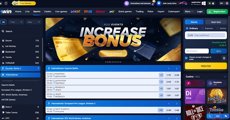 Cuenta en 1win Bet