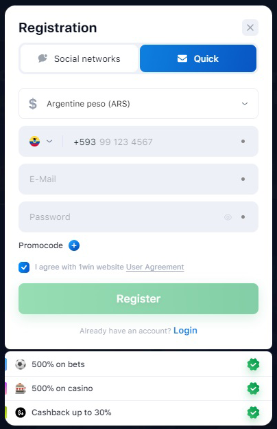 Acceso a tu Cuenta 1win
